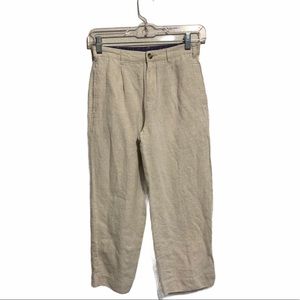 Talbots Kids Beige Linen Pleated Pants 8